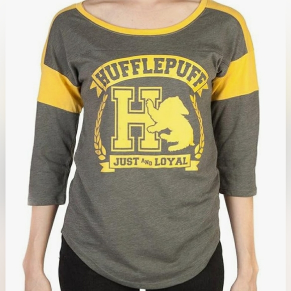Harry Potter Hufflepuff Raglan Athletic T-shirt Size M - Picture 2 of 11